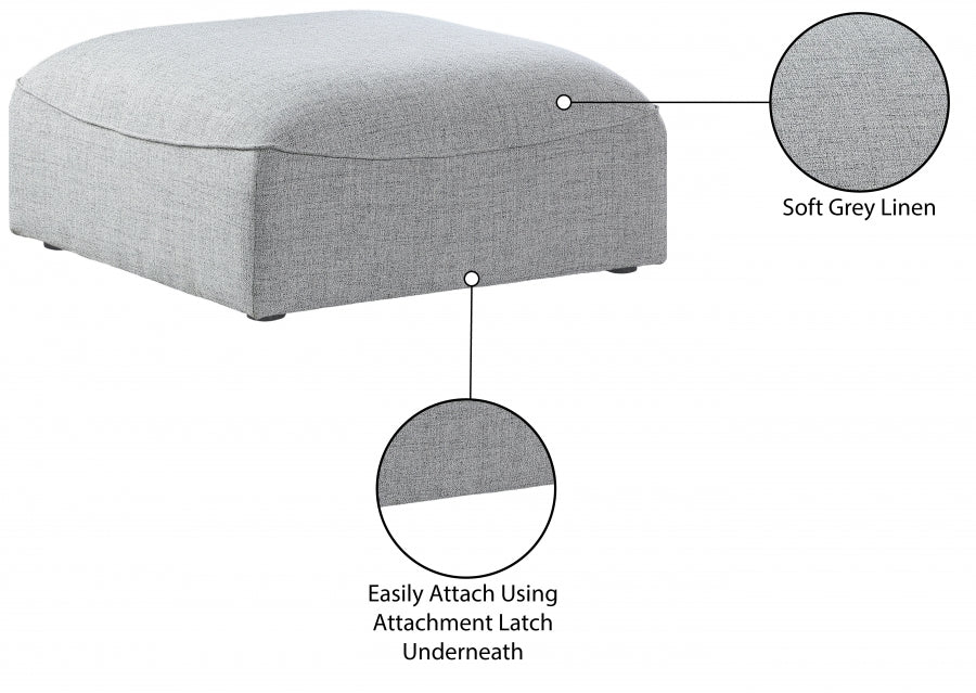 Miramar Grey Ottoman from Meridian - Luna Furniture