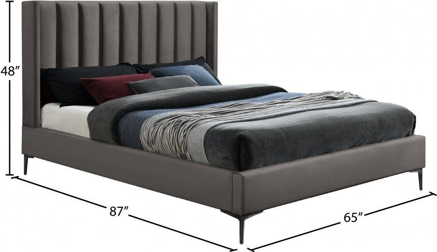 Nadia Grey Velvet Queen Bed from Meridian - Luna Furniture