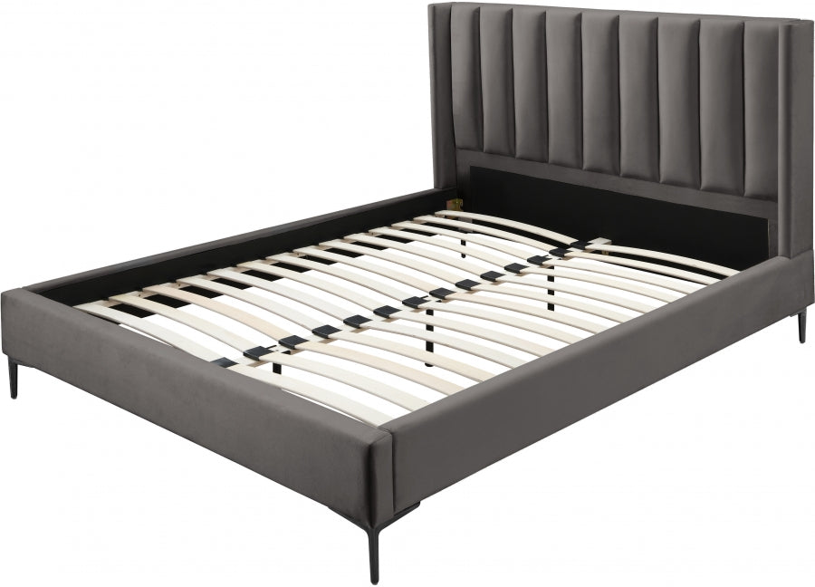 Nadia Grey Velvet Queen Bed from Meridian - Luna Furniture