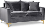 Naomi Grey Velvet Loveseat from Meridian - Luna Furniture