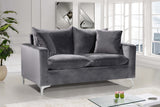 Naomi Grey Velvet Loveseat from Meridian - Luna Furniture