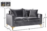 Naomi Grey Velvet Loveseat from Meridian - Luna Furniture