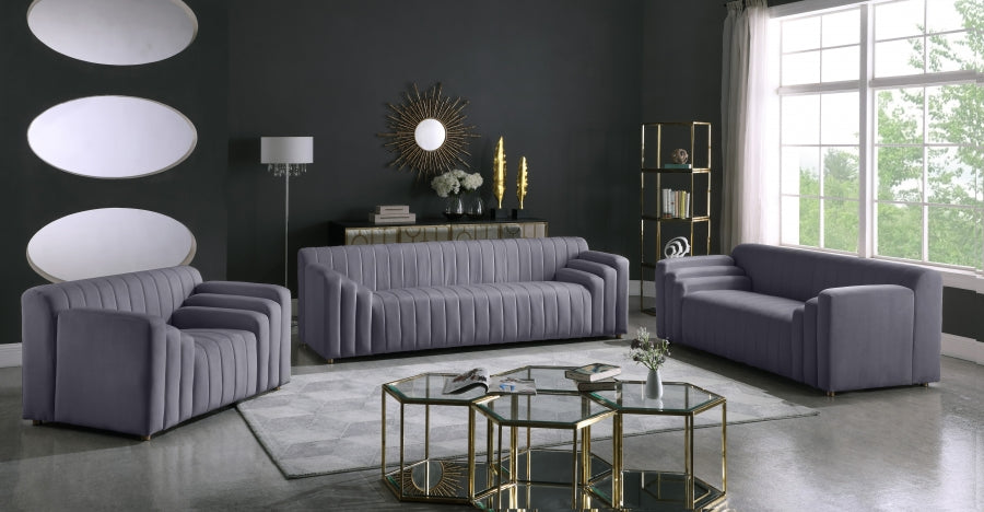 Naya Grey Velvet Loveseat from Meridian - Luna Furniture