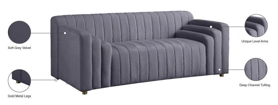 Naya Grey Velvet Loveseat from Meridian - Luna Furniture