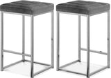 Nicola Grey Velvet Counter Stool, Set of 2 from Meridian - Luna Furniture