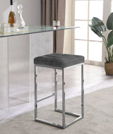 Nicola Grey Velvet Counter Stool, Set of 2 from Meridian - Luna Furniture