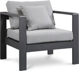 Nizuc Grey Outdoor Patio Aluminum Modular Arm Chair from Meridian - Luna Furniture