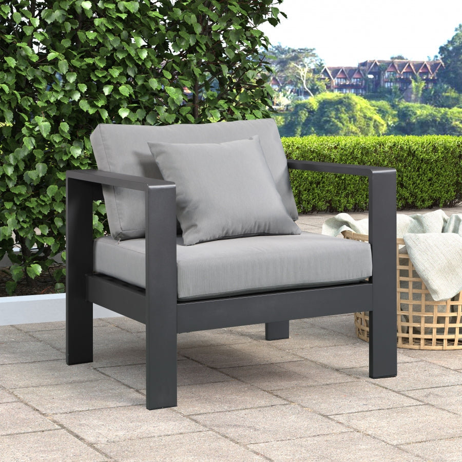 Nizuc Grey Outdoor Patio Aluminum Modular Arm Chair from Meridian - Luna Furniture