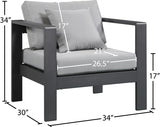 Nizuc Grey Outdoor Patio Aluminum Modular Arm Chair from Meridian - Luna Furniture