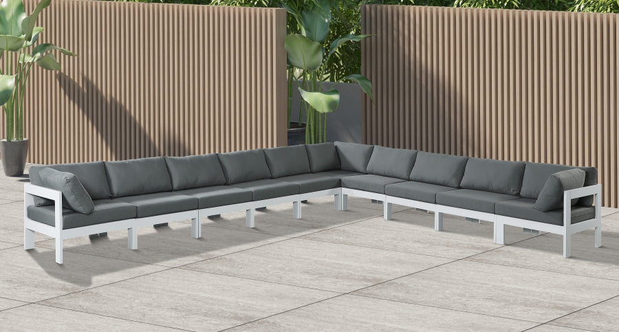 Nizuc Grey Outdoor Patio Aluminum Modular Sectional from Meridian - Luna Furniture