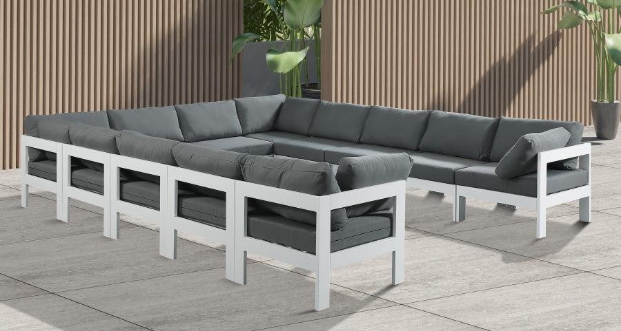 Nizuc Grey Outdoor Patio Aluminum Modular Sectional from Meridian - Luna Furniture