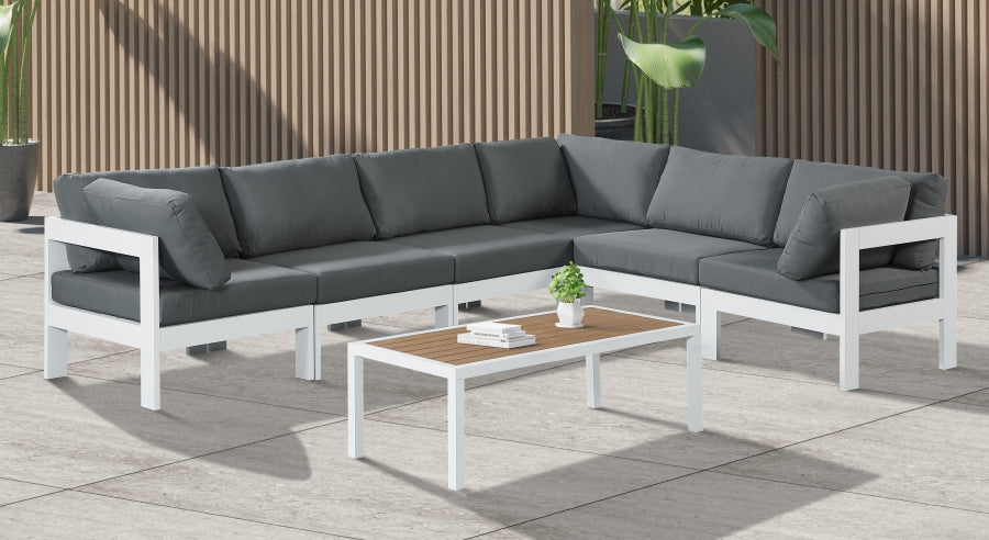 Nizuc Grey Outdoor Patio Aluminum Modular Sectional from Meridian - Luna Furniture