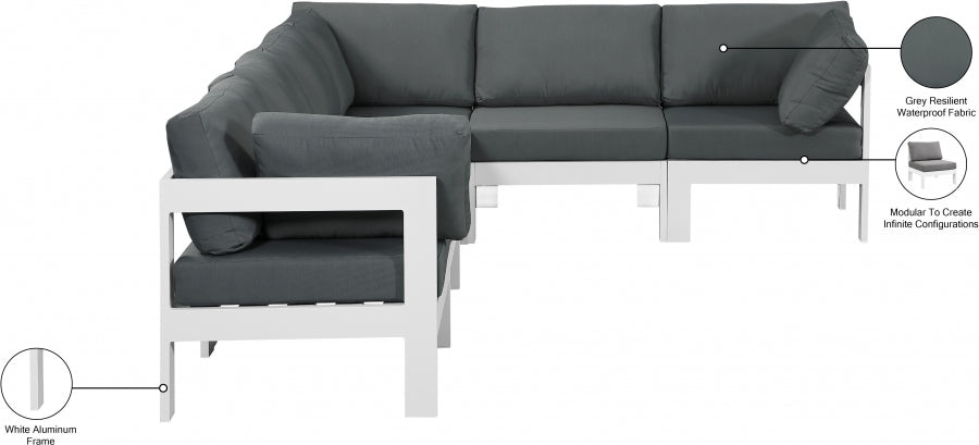 Nizuc Grey Outdoor Patio Aluminum Modular Sectional from Meridian - Luna Furniture