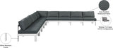 Nizuc Grey Outdoor Patio Aluminum Modular Sectional from Meridian - Luna Furniture