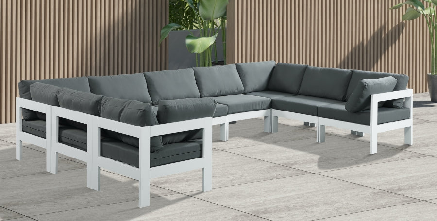 Nizuc Grey Outdoor Patio Aluminum Modular Sectional from Meridian - Luna Furniture