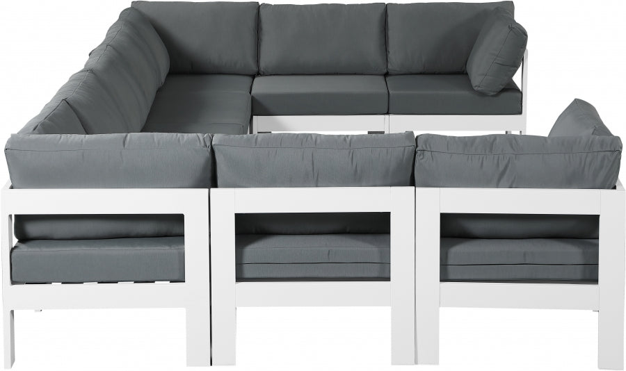 Nizuc Grey Outdoor Patio Aluminum Modular Sectional from Meridian - Luna Furniture