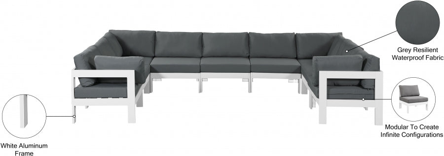 Nizuc Grey Outdoor Patio Aluminum Modular Sectional from Meridian - Luna Furniture