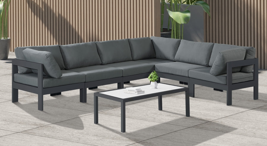 Nizuc Grey Outdoor Patio Aluminum Modular Sectional from Meridian - Luna Furniture