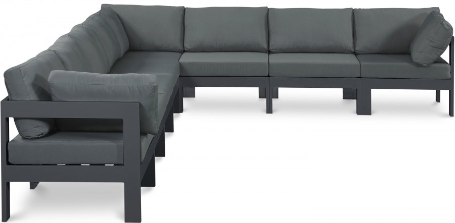 Nizuc Grey Outdoor Patio Aluminum Modular Sectional from Meridian - Luna Furniture