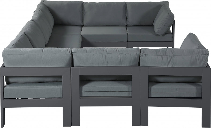 Nizuc Grey Outdoor Patio Aluminum Modular Sectional from Meridian - Luna Furniture