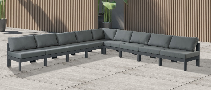 Nizuc Grey Outdoor Patio Aluminum Modular Sectional from Meridian - Luna Furniture