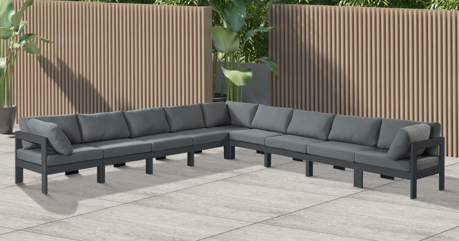 Nizuc Grey Outdoor Patio Aluminum Modular Sectional from Meridian - Luna Furniture