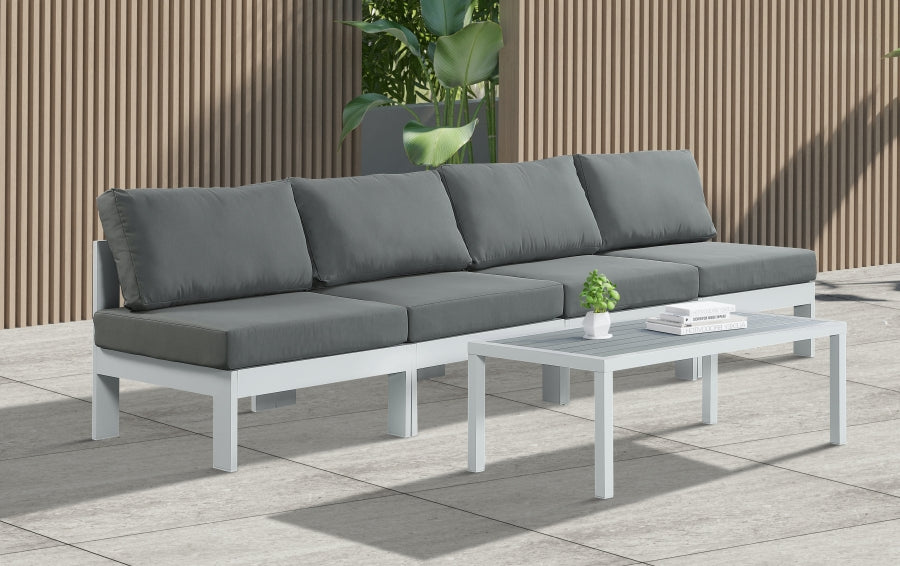 Nizuc Grey Outdoor Patio Aluminum Modular Sofa from Meridian - Luna Furniture