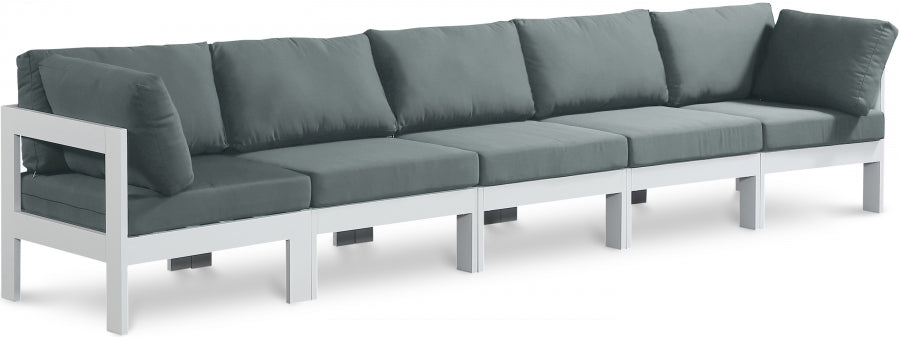 Nizuc Grey Outdoor Patio Aluminum Modular Sofa from Meridian - Luna Furniture