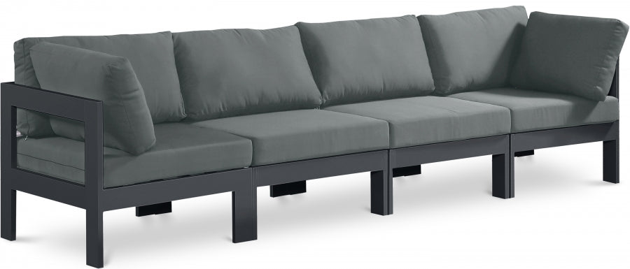 Nizuc Grey Outdoor Patio Aluminum Modular Sofa from Meridian - Luna Furniture