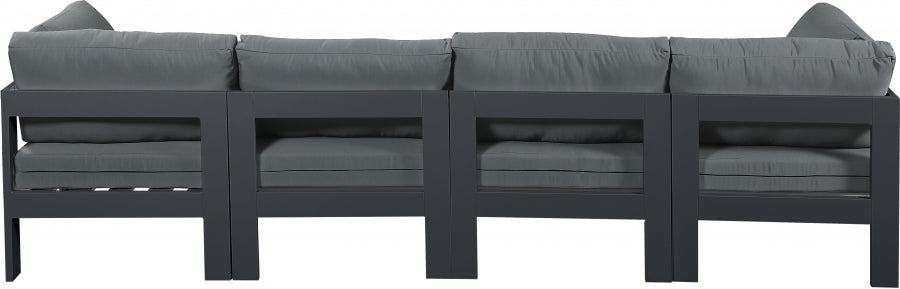 Nizuc Grey Outdoor Patio Aluminum Modular Sofa from Meridian - Luna Furniture