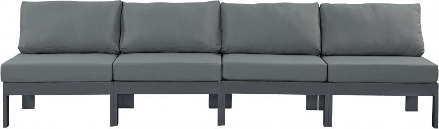 Nizuc Grey Outdoor Patio Aluminum Modular Sofa from Meridian - Luna Furniture