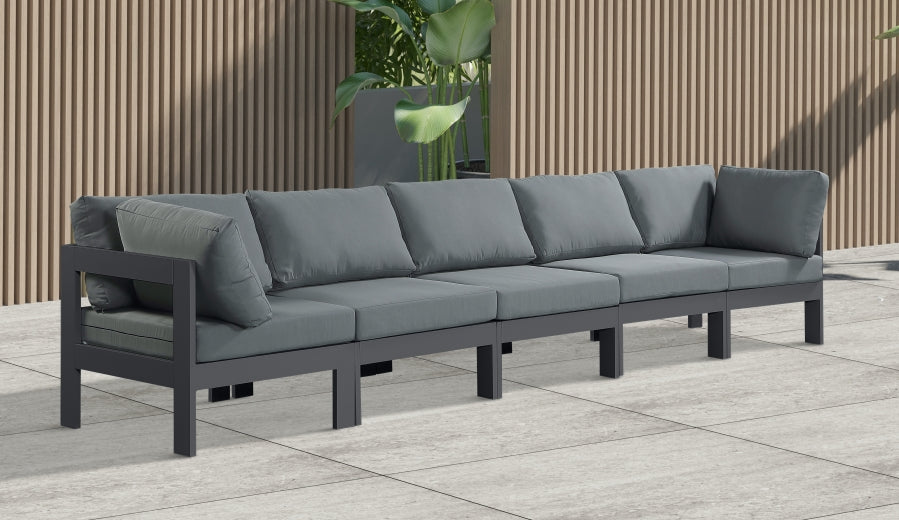 Nizuc Grey Outdoor Patio Aluminum Modular Sofa from Meridian - Luna Furniture