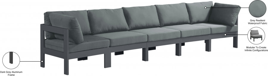 Nizuc Grey Outdoor Patio Aluminum Modular Sofa from Meridian - Luna Furniture