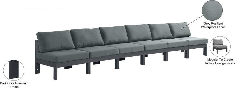 Nizuc Grey Outdoor Patio Aluminum Modular Sofa from Meridian - Luna Furniture