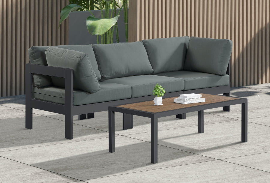 Nizuc Grey Outdoor Patio Aluminum Modular Sofa from Meridian - Luna Furniture