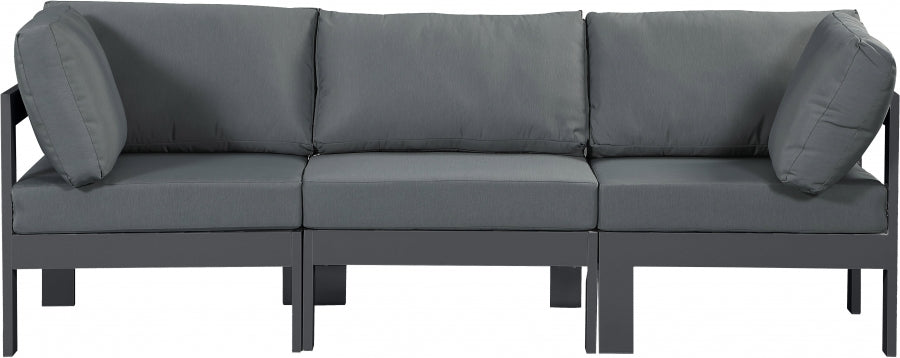 Nizuc Grey Outdoor Patio Aluminum Modular Sofa from Meridian - Luna Furniture