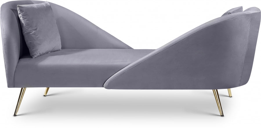 Nolan Grey Velvet Chaise from Meridian - Luna Furniture