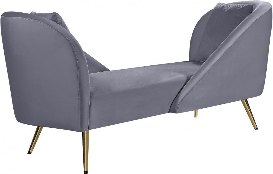 Nolan Grey Velvet Chaise from Meridian - Luna Furniture