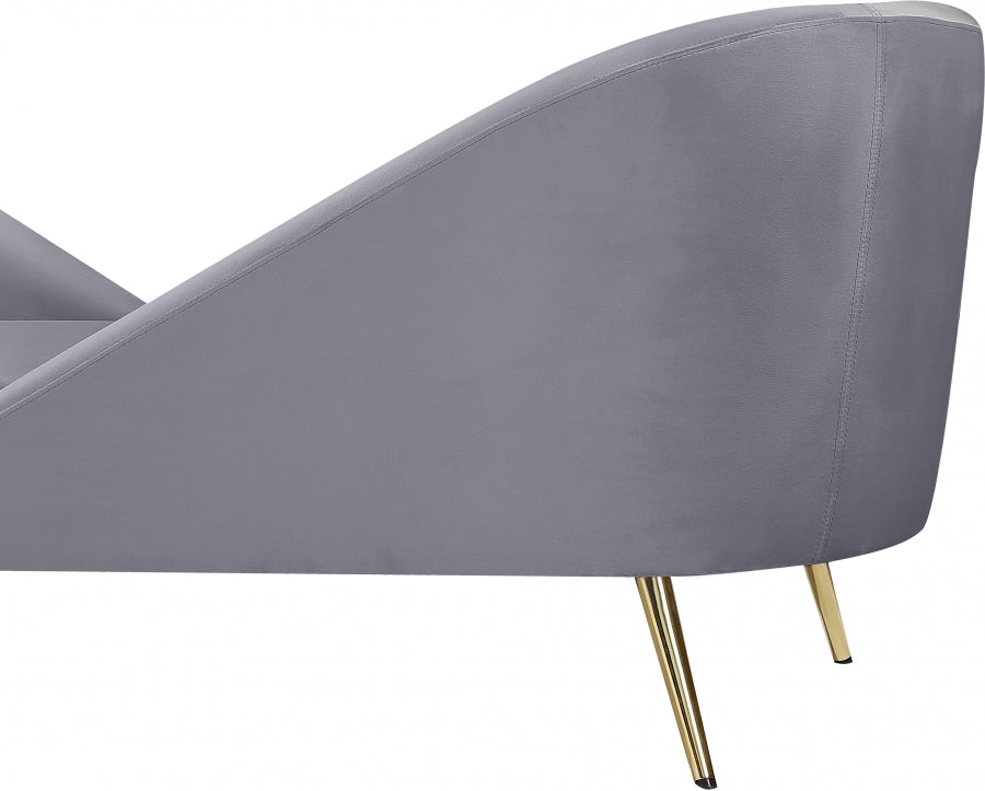 Nolan Grey Velvet Chaise from Meridian - Luna Furniture