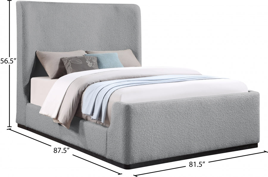 Oliver Grey Boucle Fabric King Bed from Meridian - Luna Furniture