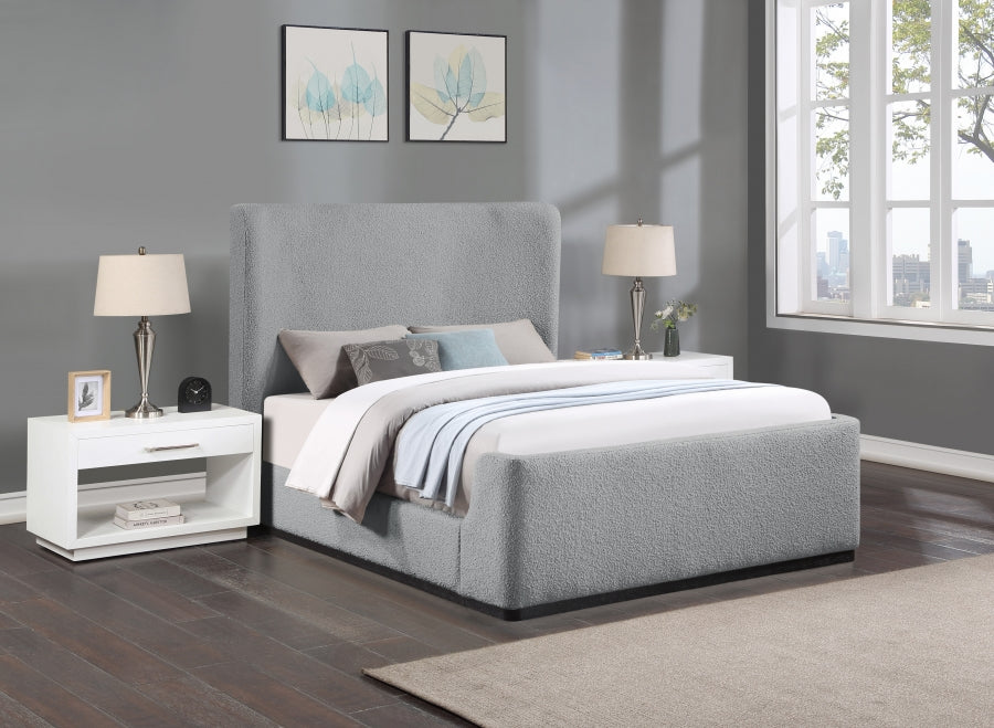 Oliver Grey Boucle Fabric King Bed from Meridian - Luna Furniture