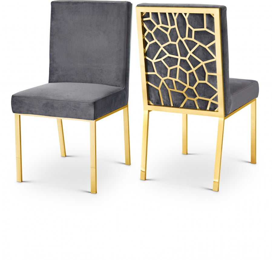 Opal Grey Velvet Dining Chair, Set of 2 from Meridian - Luna Furniture