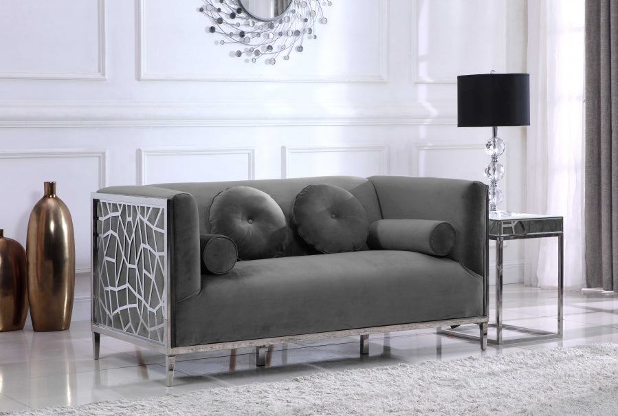 Opal Grey Velvet Loveseat from Meridian - Luna Furniture