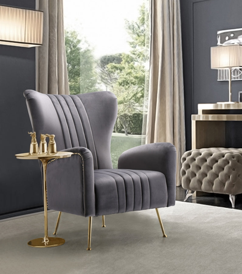 Opera Grey Velvet Accent Chair from Meridian - Luna Furniture