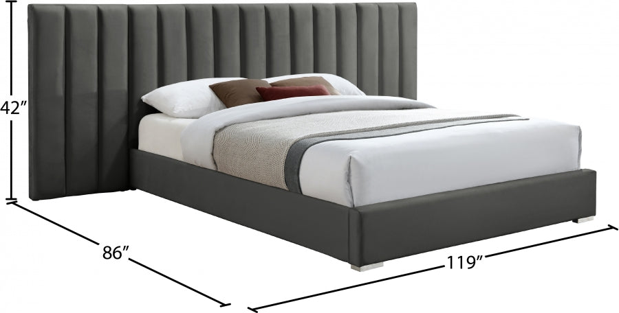 Pablo Grey Velvet King Bed from Meridian - Luna Furniture