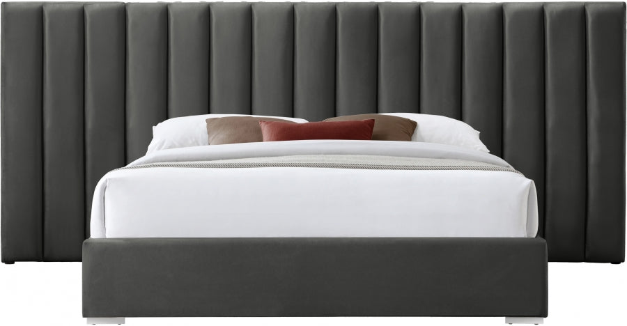 Pablo Grey Velvet King Bed from Meridian - Luna Furniture