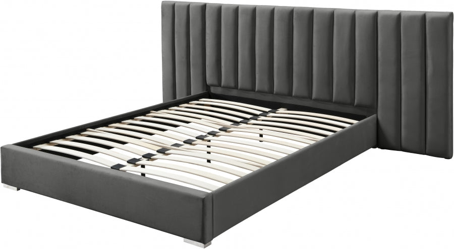 Pablo Grey Velvet King Bed from Meridian - Luna Furniture