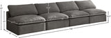 Plush Grey Velvet Standard Modular Down Filled Cloud-Like Comfort Overstuffed 140" Armless Sofa from Meridian - Luna Furniture