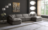 Plush Grey Velvet Standard Modular Down Filled Cloud-Like Comfort Overstuffed Reversible Sectional from Meridian - Luna Furniture