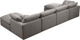 Plush Grey Velvet Standard Modular Down Filled Cloud-Like Comfort Overstuffed Reversible Sectional from Meridian - Luna Furniture